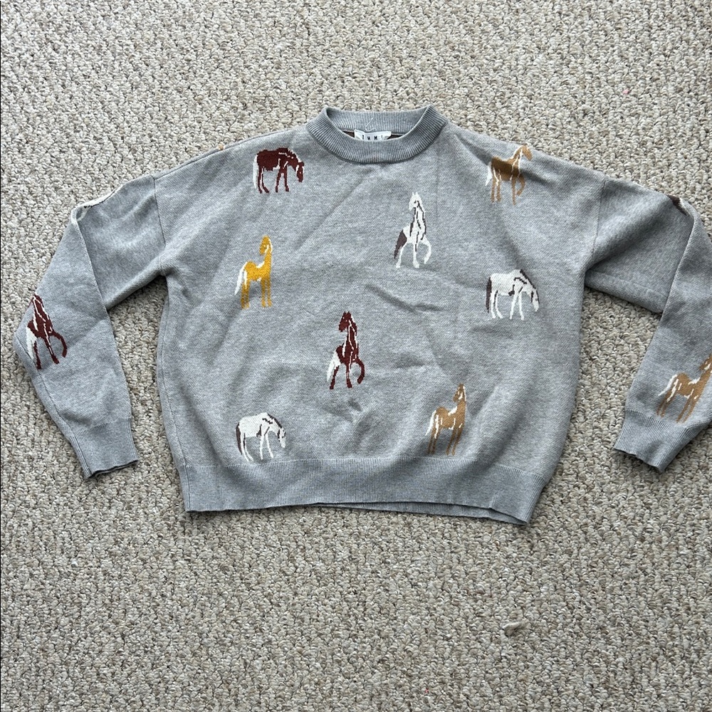 THML Gray Sweater with Horse Motif